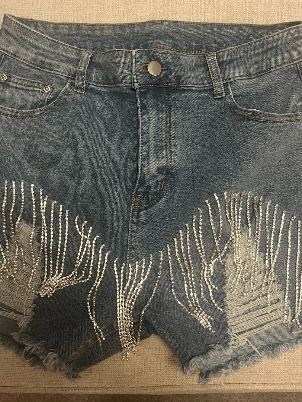 NWOT Never Worn . Rhinestone tasseled shorts , never worn.